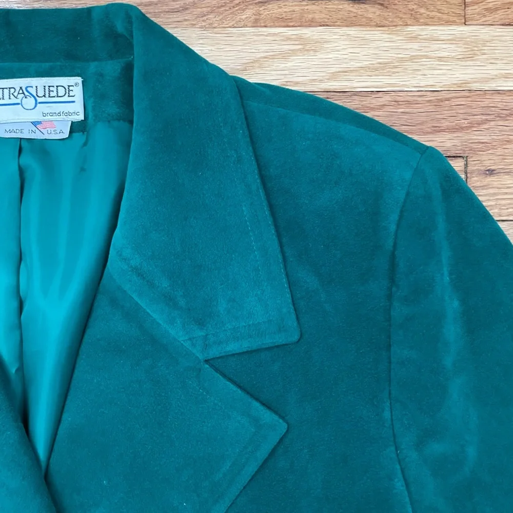 Vintage Emerald Green Faux Suede Blazer - Picture 7 of 16